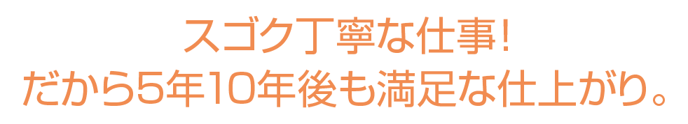 スゴク丁寧な仕事!だから5年10年後も満足な仕上がり。