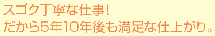 スゴク丁寧な仕事!だから5年10年後も満足な仕上がり。
